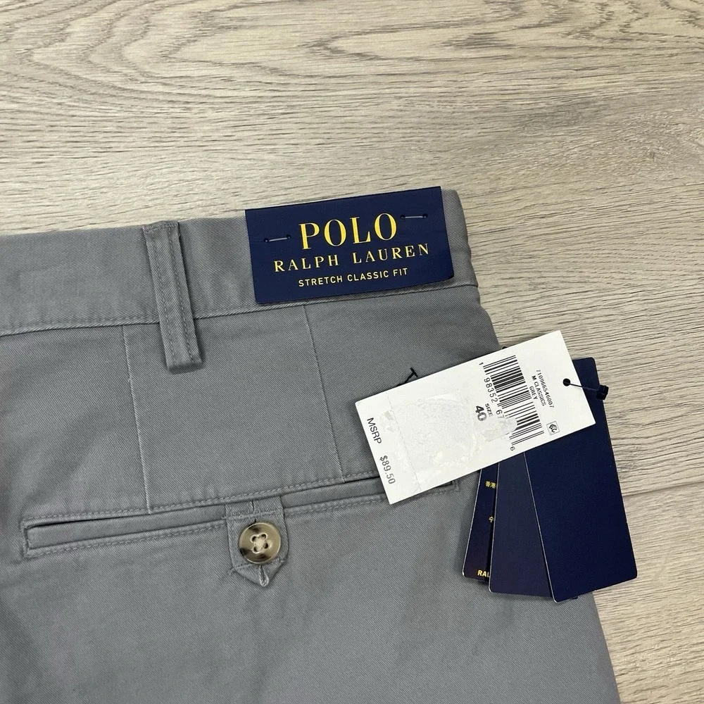 NWT Polo Ralph Lauren Classic Fit Gray Chino Shorts Men Sz 40 Prep Casual